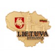 Magnetas Lietuvos kontūras su Vilniaus Katedra aukso spalvos